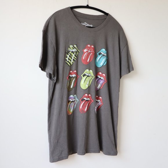 Rolling Stones Tongue and Lips Logo Pattern Brown T Shirt, Size XL - Picture 3 of 7